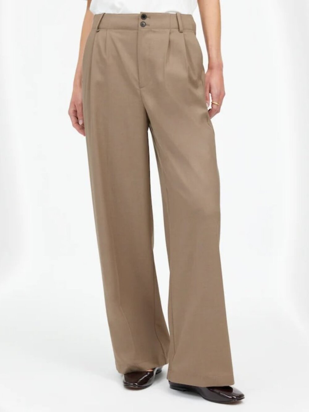 (NWT) Madewell Harlow Wide-Leg Trouser - Size 2, Dark Oat Melange.